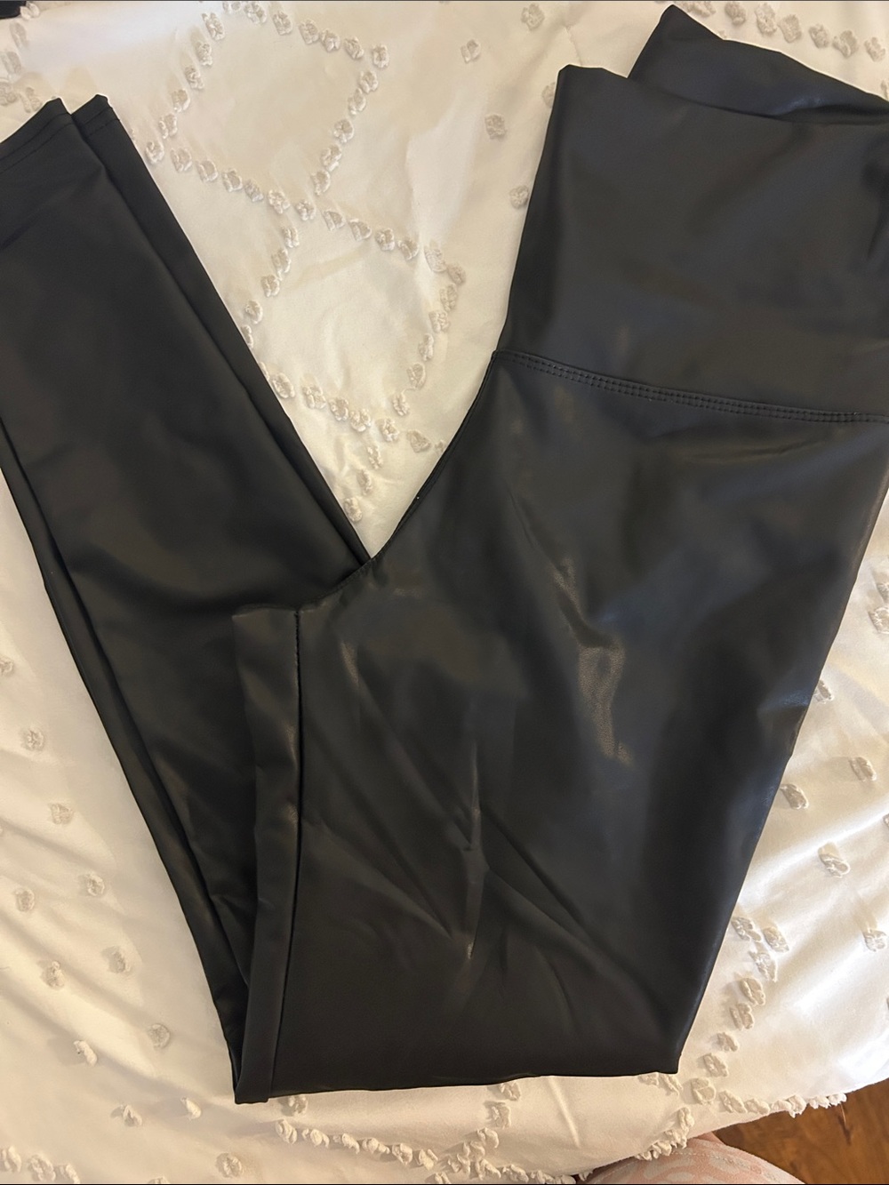 Amazon Black Faux Leather Leggings with High Waistband